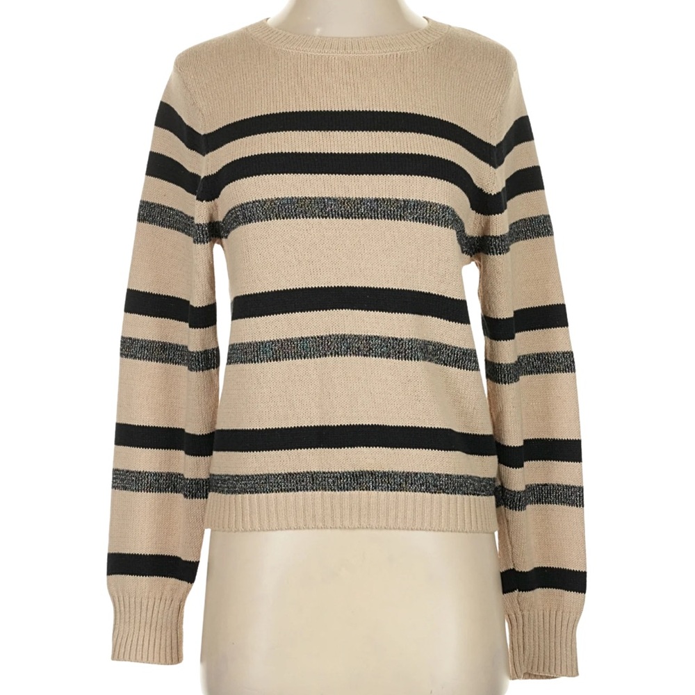 Astars Beige and Black Striped Sweater